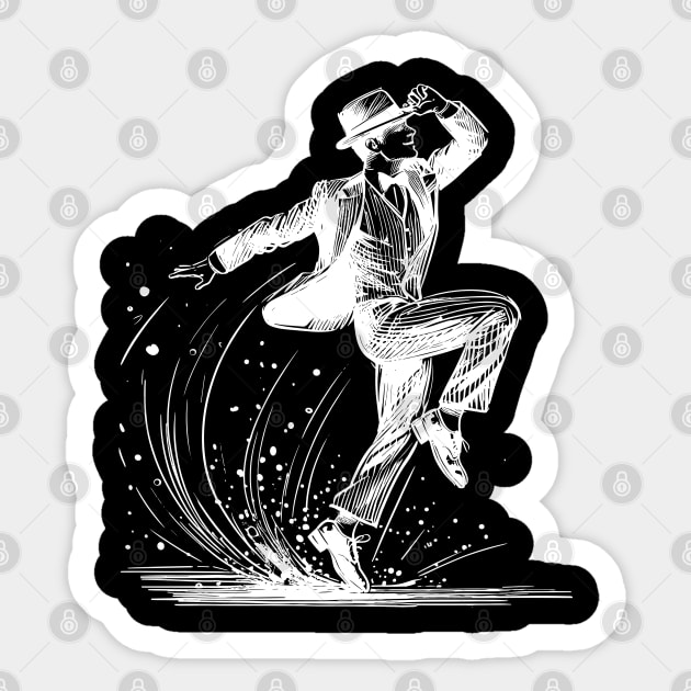 Tap dancer white sketch Sticker by PrintSoulDesigns
